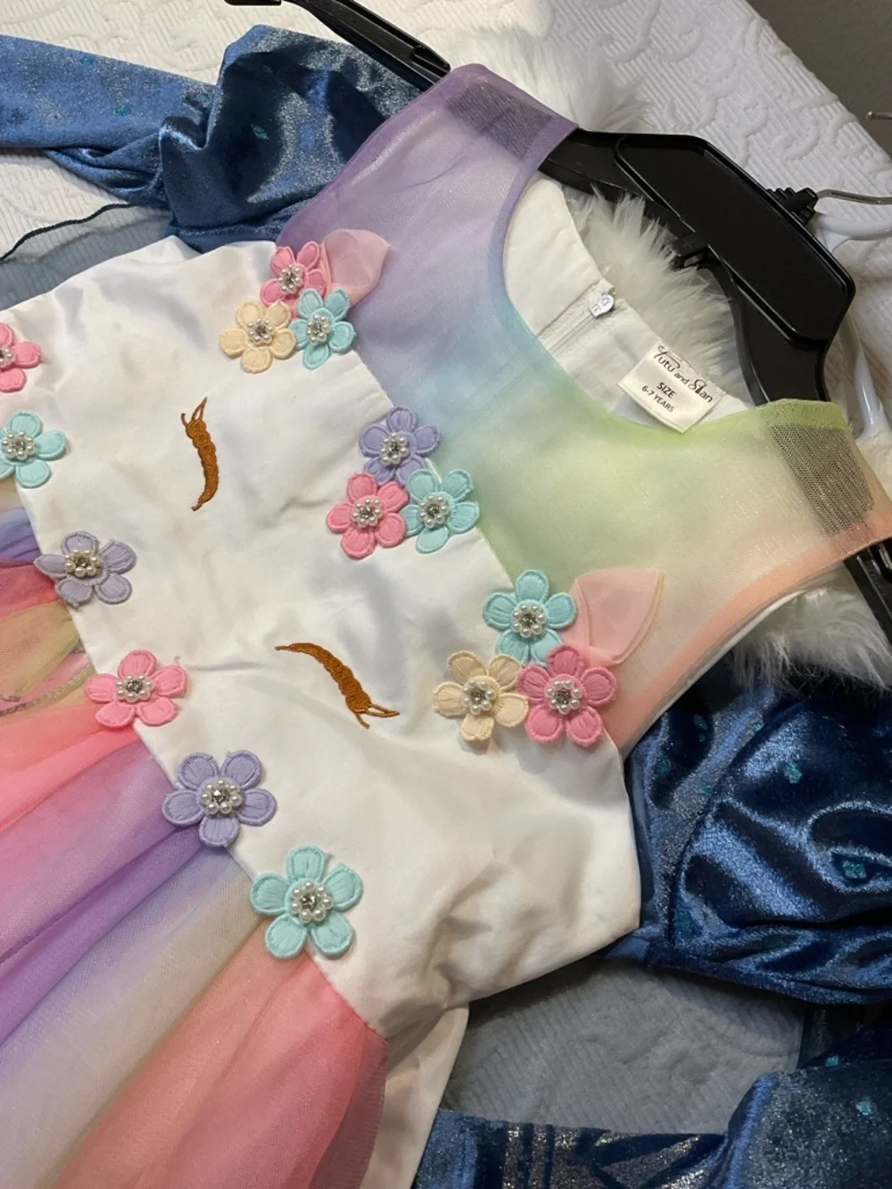 Frozen Princess Elsa Winter Princess Dress with Faux Fur Collar.